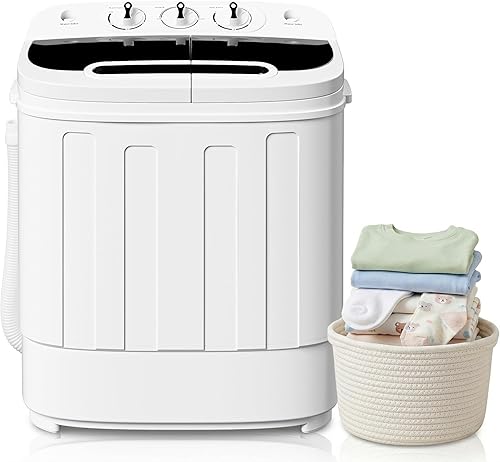ZENY Lavadora de ropa portátil, mini lavadora de tina doble, capacidad de 13 libras con secadora giratoria, combo compacto de lavadora y secadora