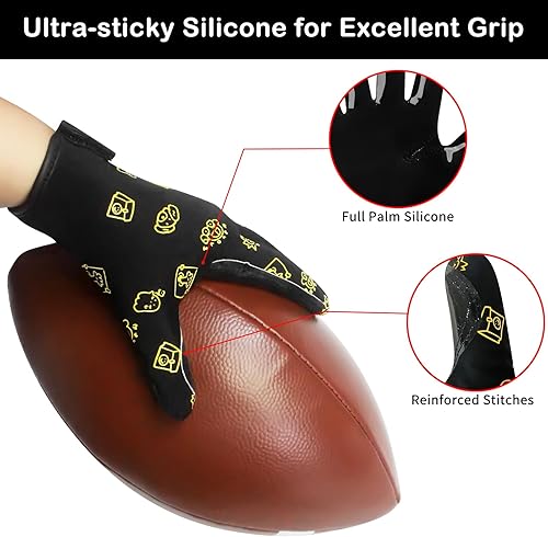 Vista 29 de Guantes de fútbol juvenil, guantes receptores juveniles, de silicona, antideslizantes, transpirables, con bandera estadounidense, experiencia