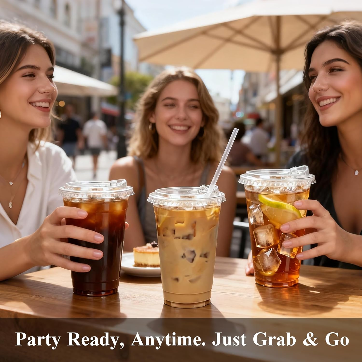 Goodluck 100 Pack 20 oz Plastic Cups With Strawless Sip Lids, Disposable Iced Coffee Cups with Lid, Clear To Go Cups for Smoothies, Party Drinks, Bubble Tea, Cold Beverage, Straws Included BPA Free