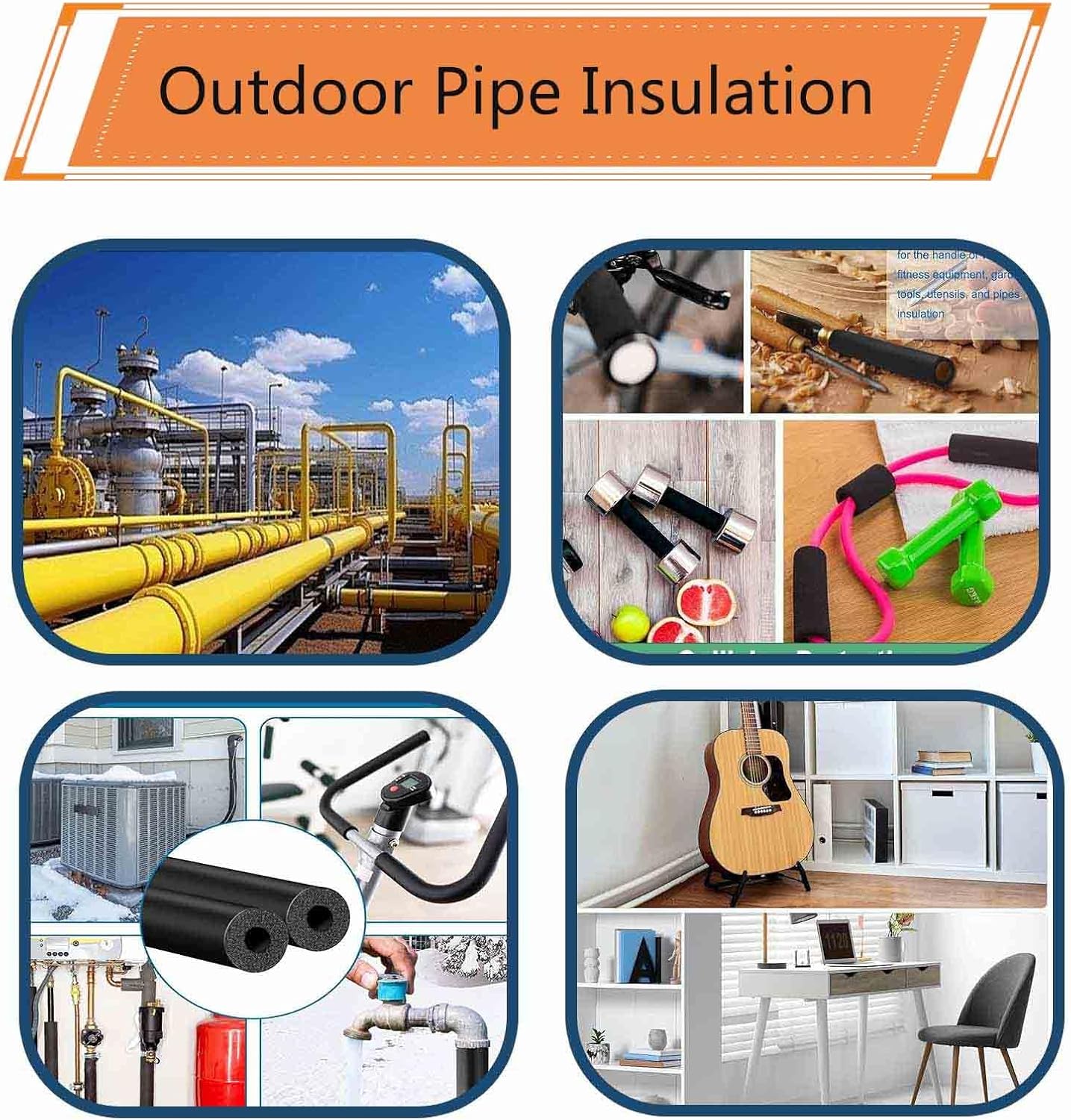 15mm Pipe X 25mm Thick，Foam Insulation Lagging，Frost Protection Sponge Protective Sleeve，for Antifreeze Insulation, Handle Grip，Soft Flexible Pipe Foam Insulation(ID60mmxT20mmx1.9m)