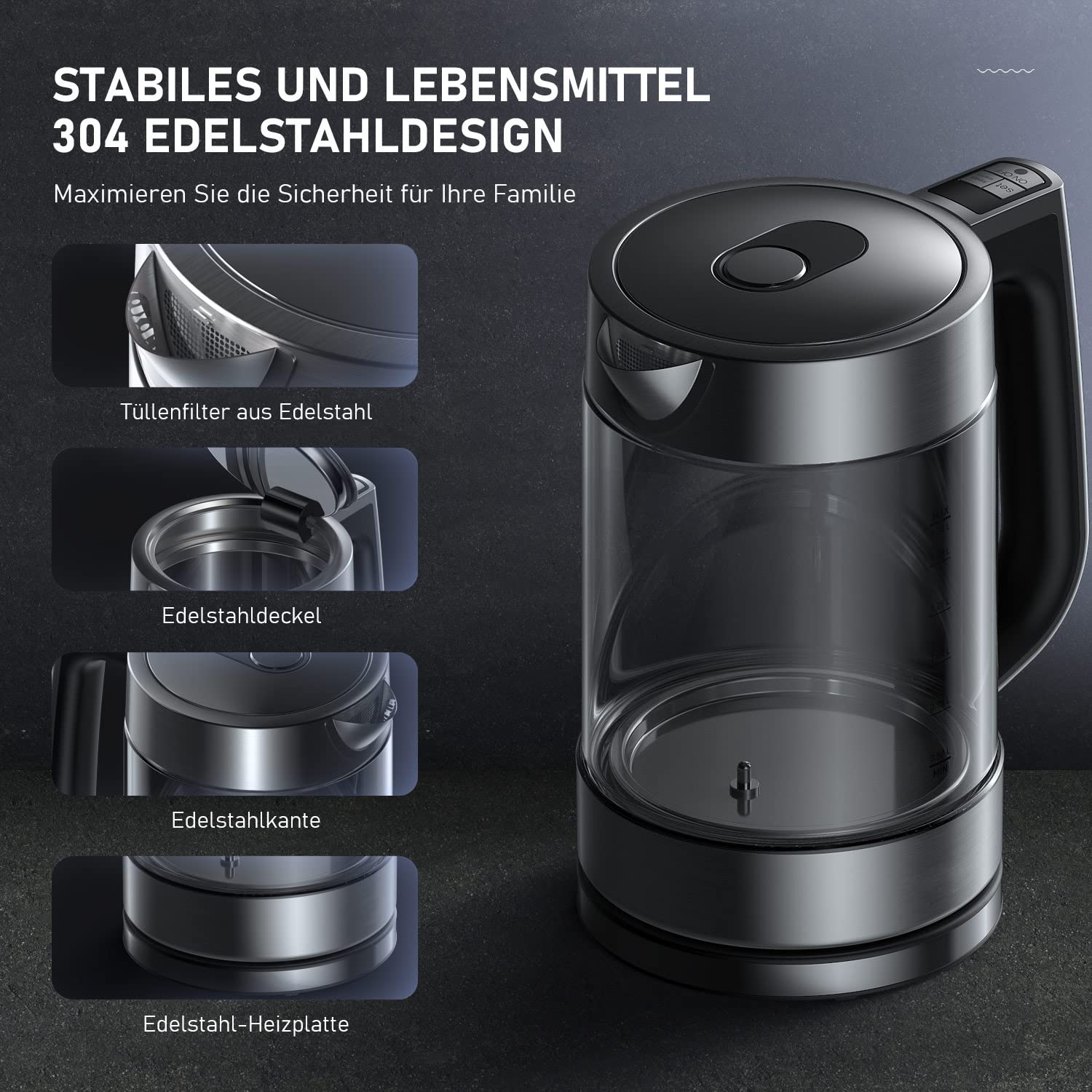 Hervidor Eléctrico De Vidrio Con Ajuste De Temperatura Tamahashi Sastia De 1,7 L SUS-02 U2013 Compra Los Mejores Productos En La Tienda Online