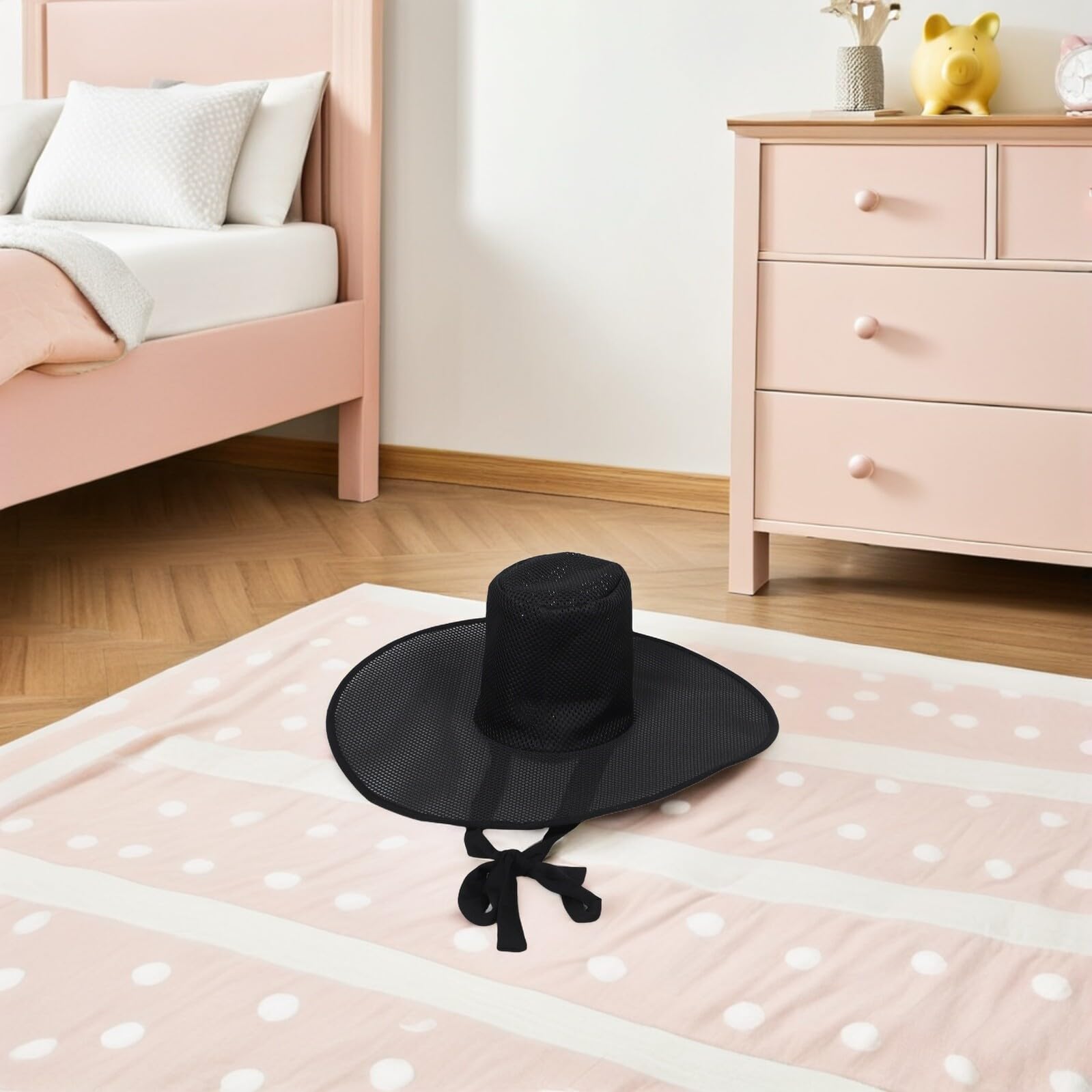 Healvian Sombrero de Disfraz Estilo Coreano Tradicional con Cinta Negra ala Ancha para Fiestas de Navidad Eventos Festivos y Cosplay