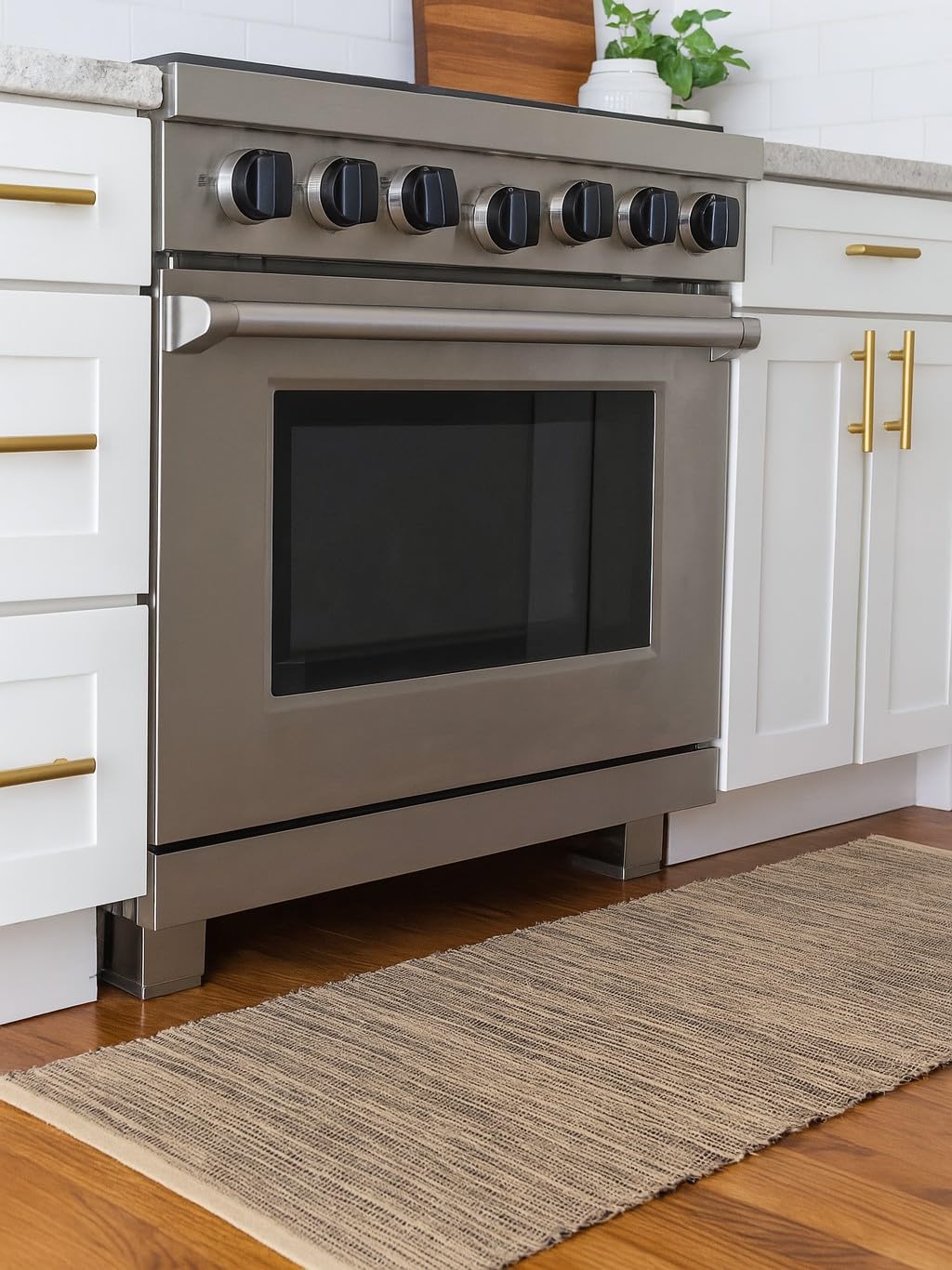 Reno Tappeto Cotone Lavabile Bagno Cucina Antiscivolo Lavabile in Lavatrice (Beige, 50x120 cm)