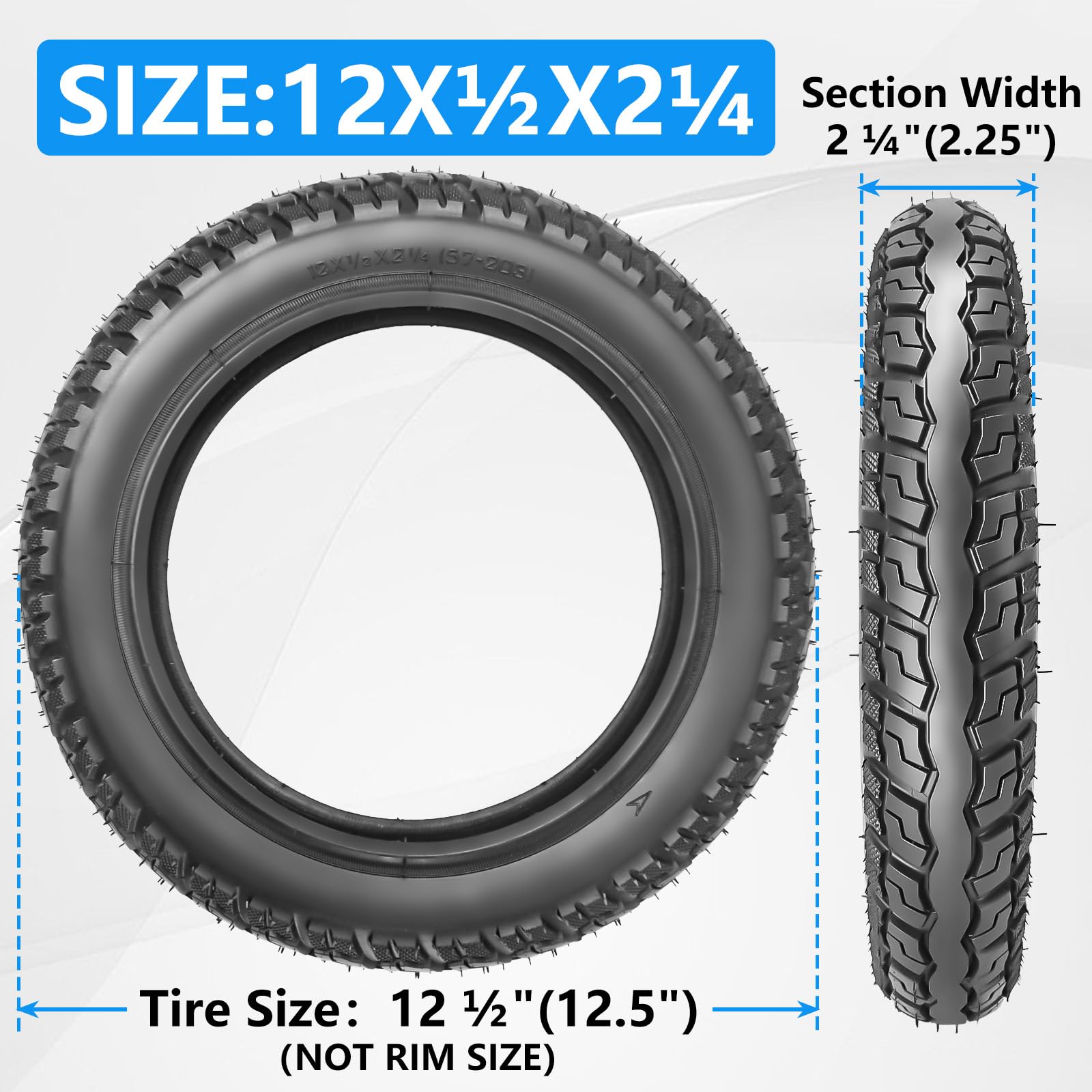 Juego de neumáticos y tubos de 12.5 x 2.25 pulgadas (12-1/2 x 2-1/4) 57-203 – Compatible con Razor Pocket Mod, Currie, Schwinn, GT, IZIP, eZip Scooters eléctricos – Vástago de válvula en 2