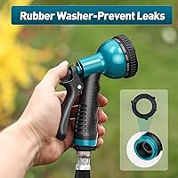 Vista 8 de Boquilla rociadora de manguera de jardín, 10 patrones de riego, boquillas de pulverización, cabezal de manguera resistente, accesorio de manguera