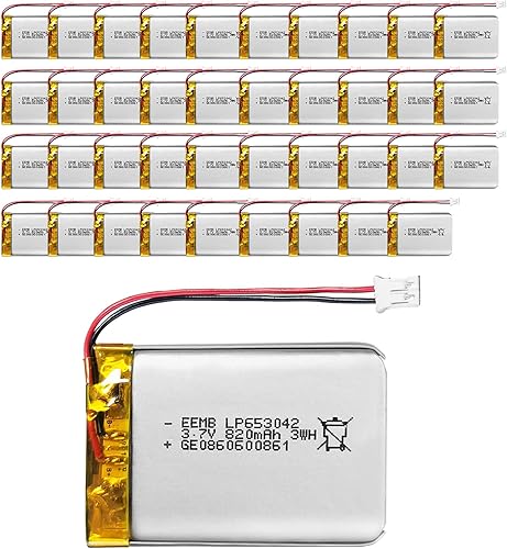 Miniatura 10 de EEMB Batería de polímero de litio 3.7V 820mAh 653042 Lipo Batería recargable con conector JST de cable para altavoz y dispositivo inalámbrico