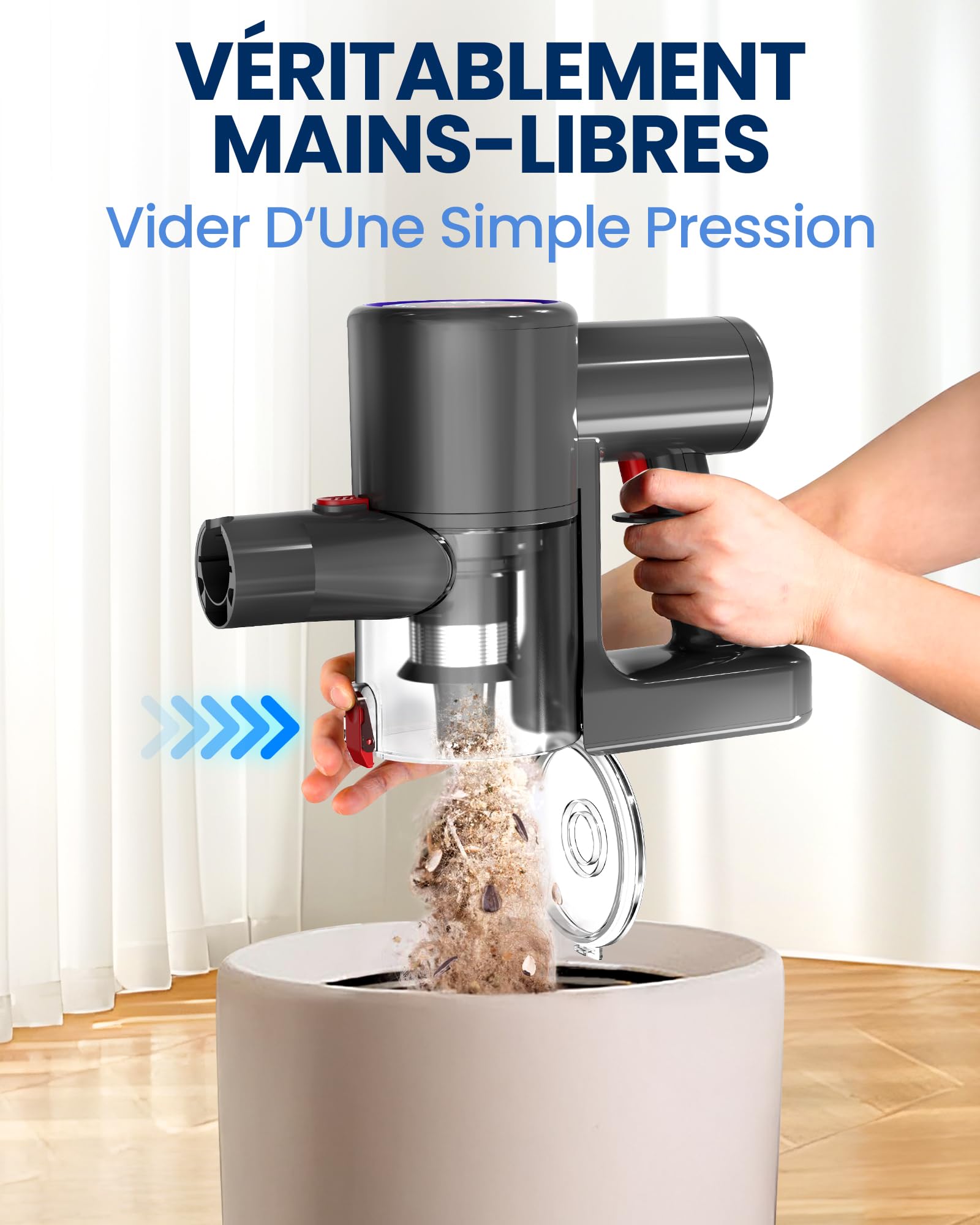 DP2 Aspirateur Balai Sans Fil À Double Batterie, 45KPa/60Min/500W, Affichage LED, Tube Télescopique, Autoportant, Lumière Greeneye, pour Nettoyage Maison, Poils D'animaux, Moquettes et Sols Durs