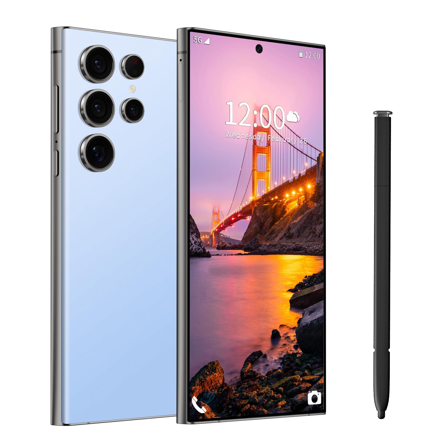 I24 Ultra Unlocked Phone,Built in Pen The Phone,Smartphone Battery 6800mAh 6.8" HD Screen,Android 14 16+512GB with 128GB Memory Card Cell Phone,5G/Face ID/Fingerprint Lock/GPS (Blue, 16+512GB)