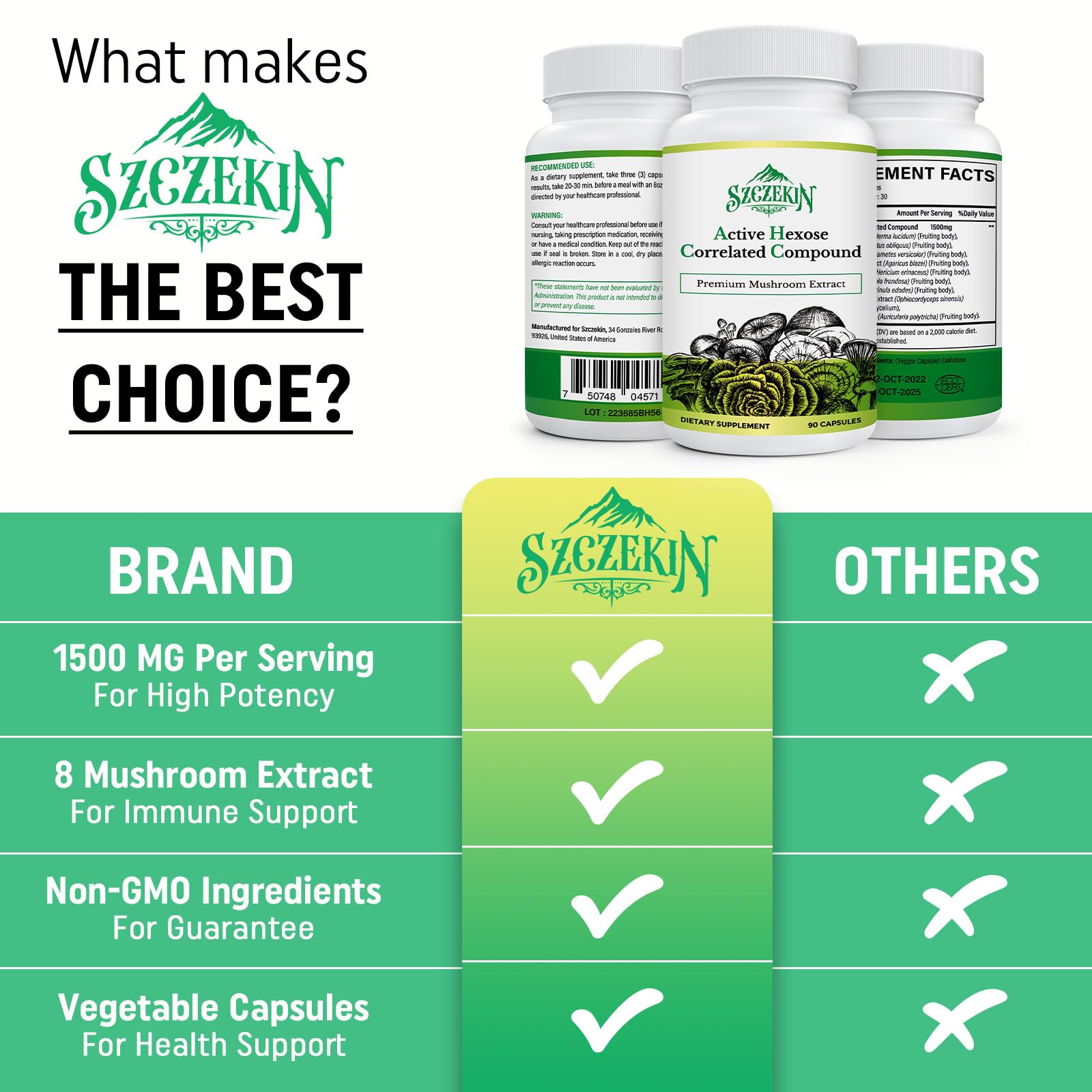 Active Hexose Correlated Compound 1500 mg Supplement, Natural 8 Mushroom Extract Supplement, Immune System, Liver Function, Natural Killer and T Cells Activity, 90 Veggie Capsules — Amazon image 3