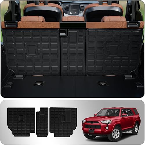 Funda de asiento trasero compatible con Toyota 4 Runner 2010-2024, tapete de respaldo de 7 asientos, tapete de carga TPE para todo tipo de clima,