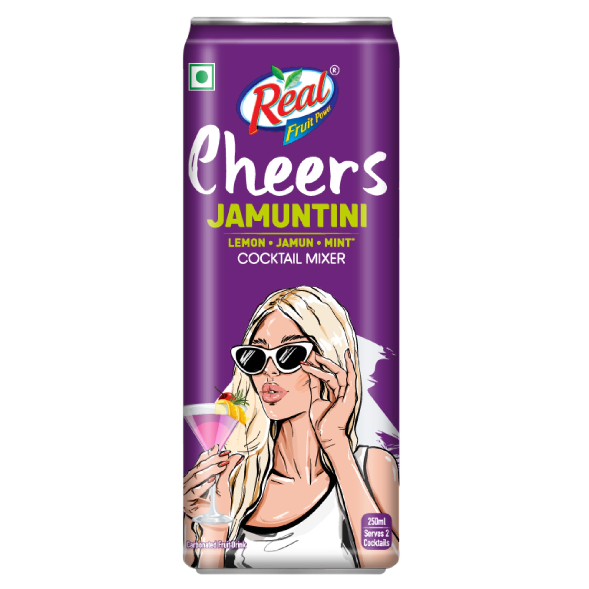 Real Cheers Jamuntini - 250ml | Premium Cocktail Mixer with extract of real tangy Jamuns | Bursting and Rich Flavour | Ideal for House Parties, Bars & Gifting