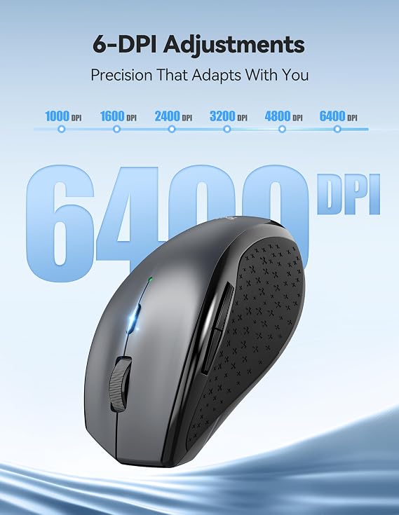 TECKNET Rechargeable Mouse,2.4 GHz Ergonomic Silent Mice with 6 Buttons