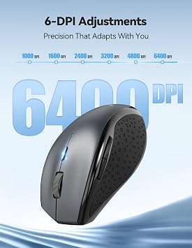 TECKNET Rechargeable Mouse,2.4 GHz Ergonomic Silent Mice with 6 Buttons
