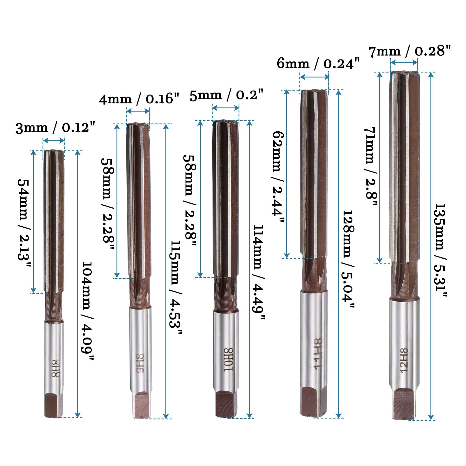 QUARKZMAN 3mm-12mm Mano Alesatori Set x 10pz 6 Dritti Scanalatura per Alesatura in Artigianato, [H8 Precisione]