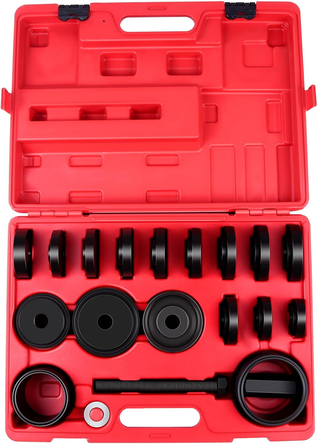 SCITOO Wheel Bearing Press Kit for Front Wheel Drive Bearing Removal & Installation, 22pcs Wheel Bearing Puller Tool Set with Sliding Screws Universal Bushings Sleeves Storage Case