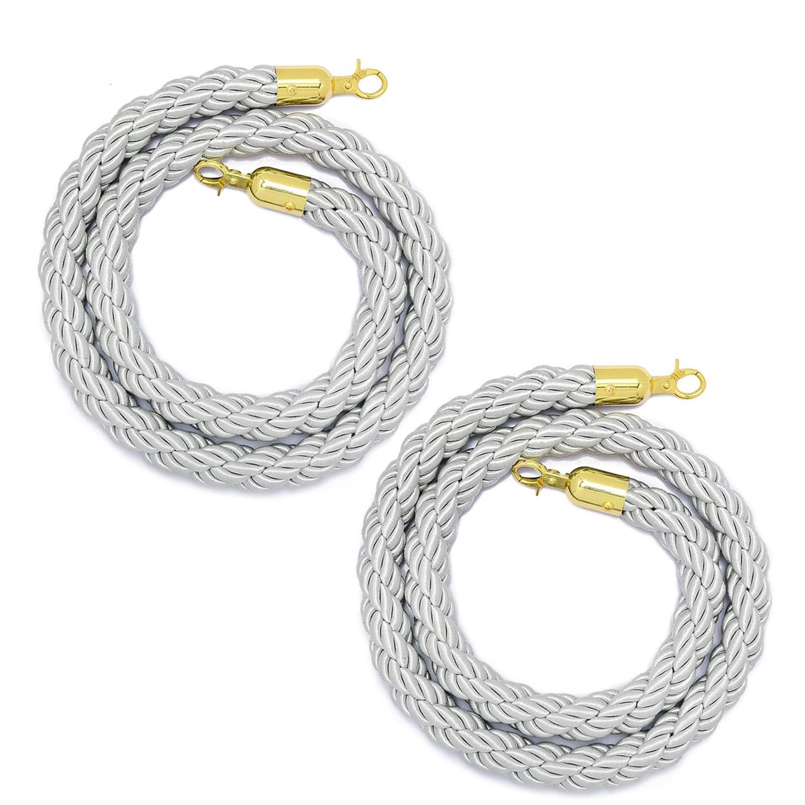 Zonshjdkr Silvery Retractable Rope, Rope Barriers, Queue Barrier, 2 Pcs Golden Stanchion Ropes,Rope/Braided Hemp,Hanging For Movie Theaters,Grand Openings, Weddings,Crowd Control