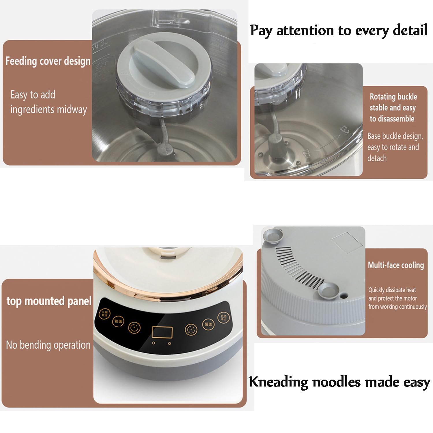 DarkSwan Machine pétrir pâte avec Fonction Fermentation, Machine Salade Acier Inoxydable 304 avec chronométrage par Micro-Ordinateur, capacité 7L, mélangeur pâte Conception divisée,7l