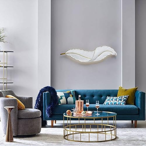 Miniatura 9 de Lámpara de pared de plumas, lámpara de plumas, moderno aplique de pared LED blanco, diseño elegante de plumas, decoración creativa de pared única