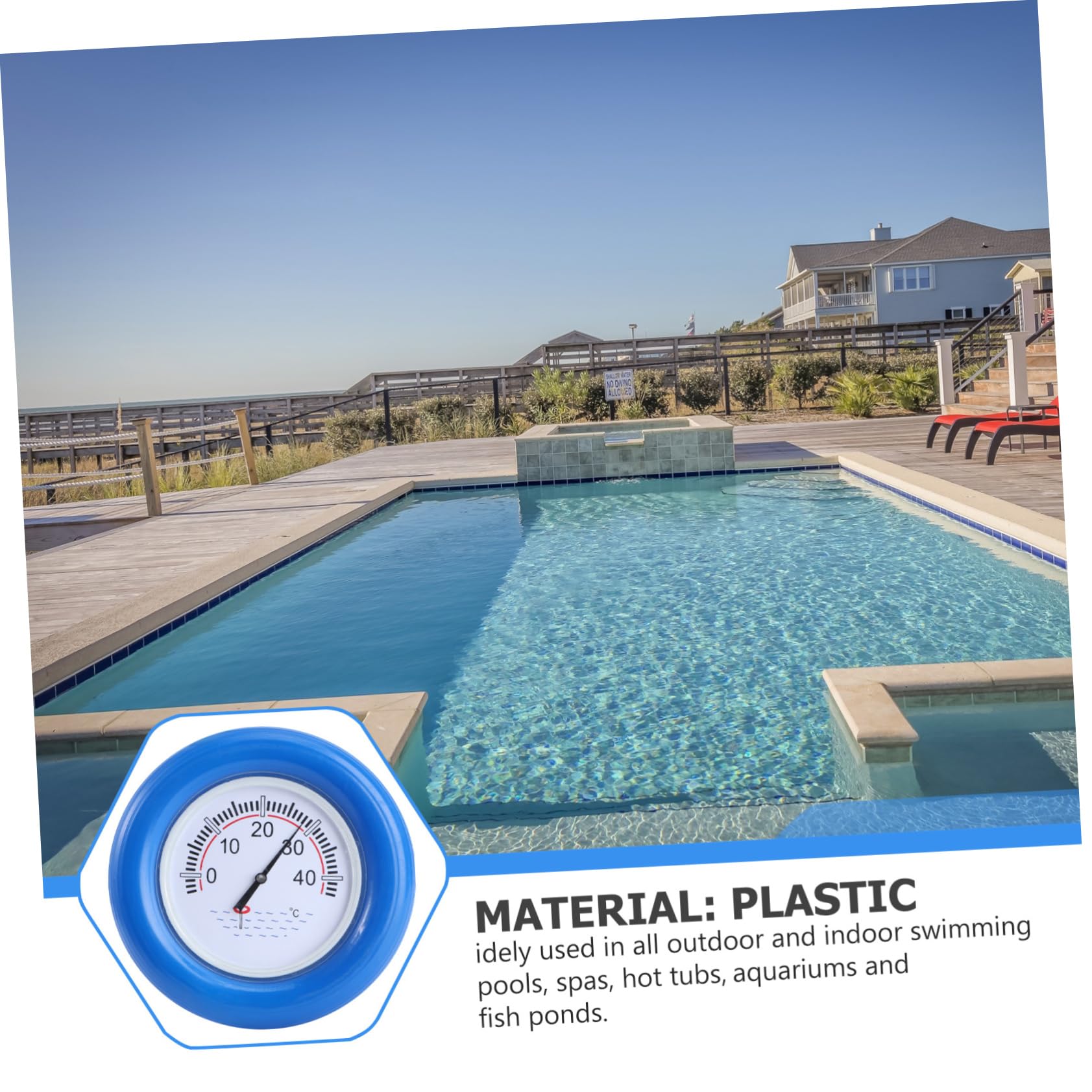 Mipcase 1pezzi Termometro Galleggiante Per Piscina Tester Della Temperatura Acqua Blu Realizzato in Inossidabile e Plastica Di Buona Qualità e Preciso