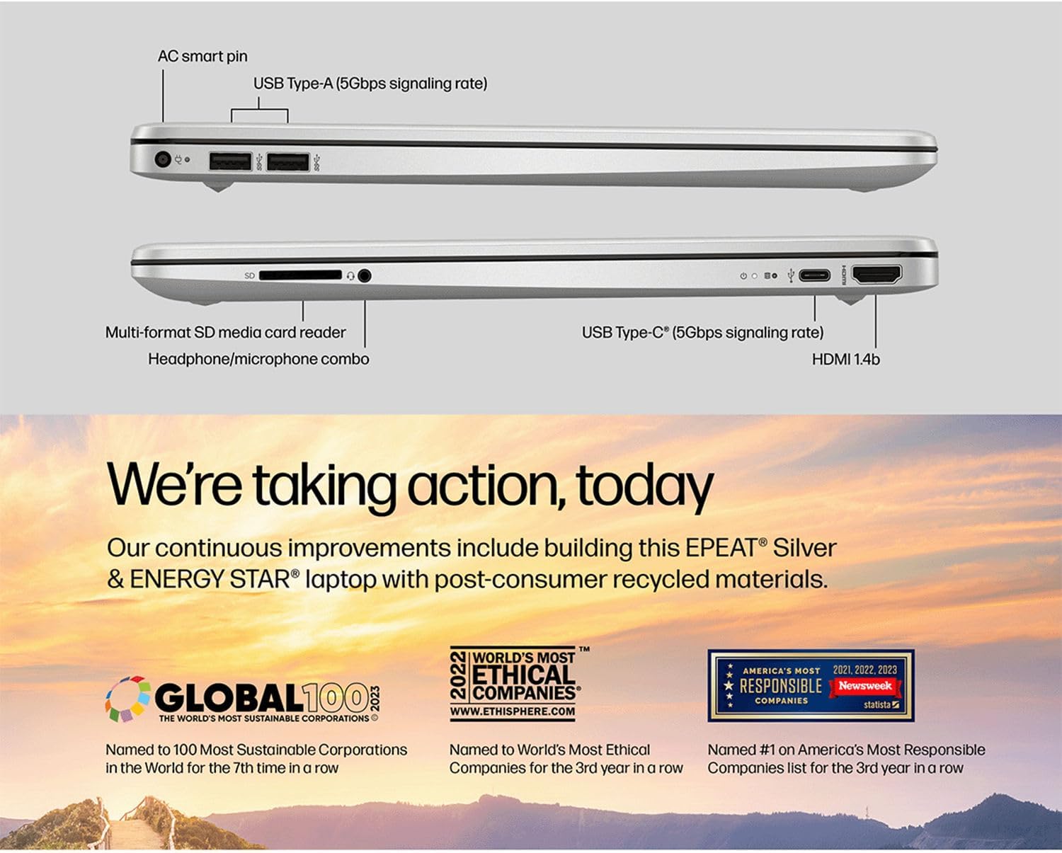 HP 15.6" FHD Laptop with Fingerprint Reader • Intel Core i3-1215U • 256GB PCIe SSD • Fast Charge • 7.5H Battery • HDMI • Wi-Fi 6 • Win 11 • for Multitasking Work & Study