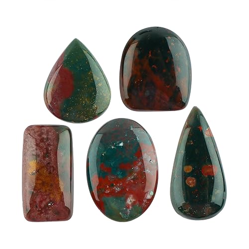 CRYSTALINES Premium Natural Bloodstone Gemstones, Wholesale Cabochon, DIY Jewelry Making, Wire Wrapping, Energy Stones, Chakra Healing Crystals, Mix