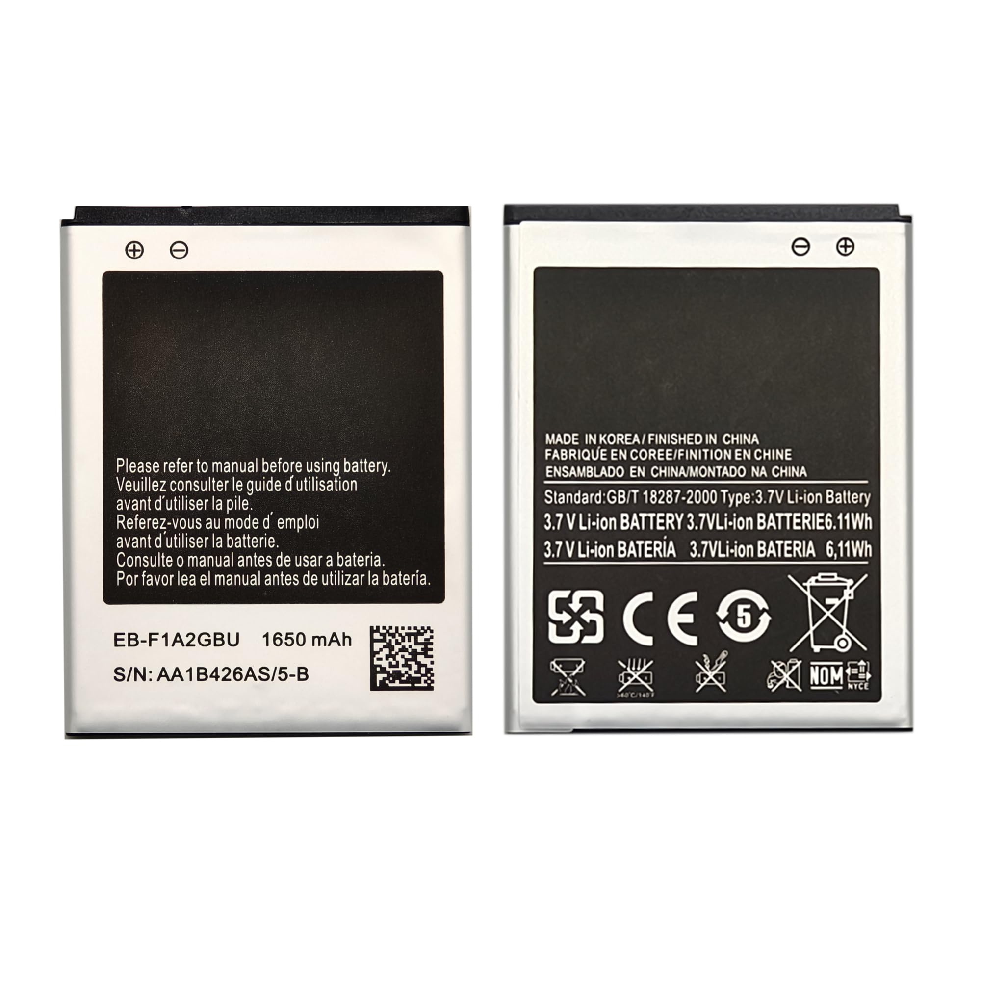 EB-F1A2GBU Replacement Battery for Samsung Galaxy S2 GT-i9100 0 Cycle Battery Compatible with Samsung Galaxy S2 GT-i9100 GB/T18287-2000 Cell Phone