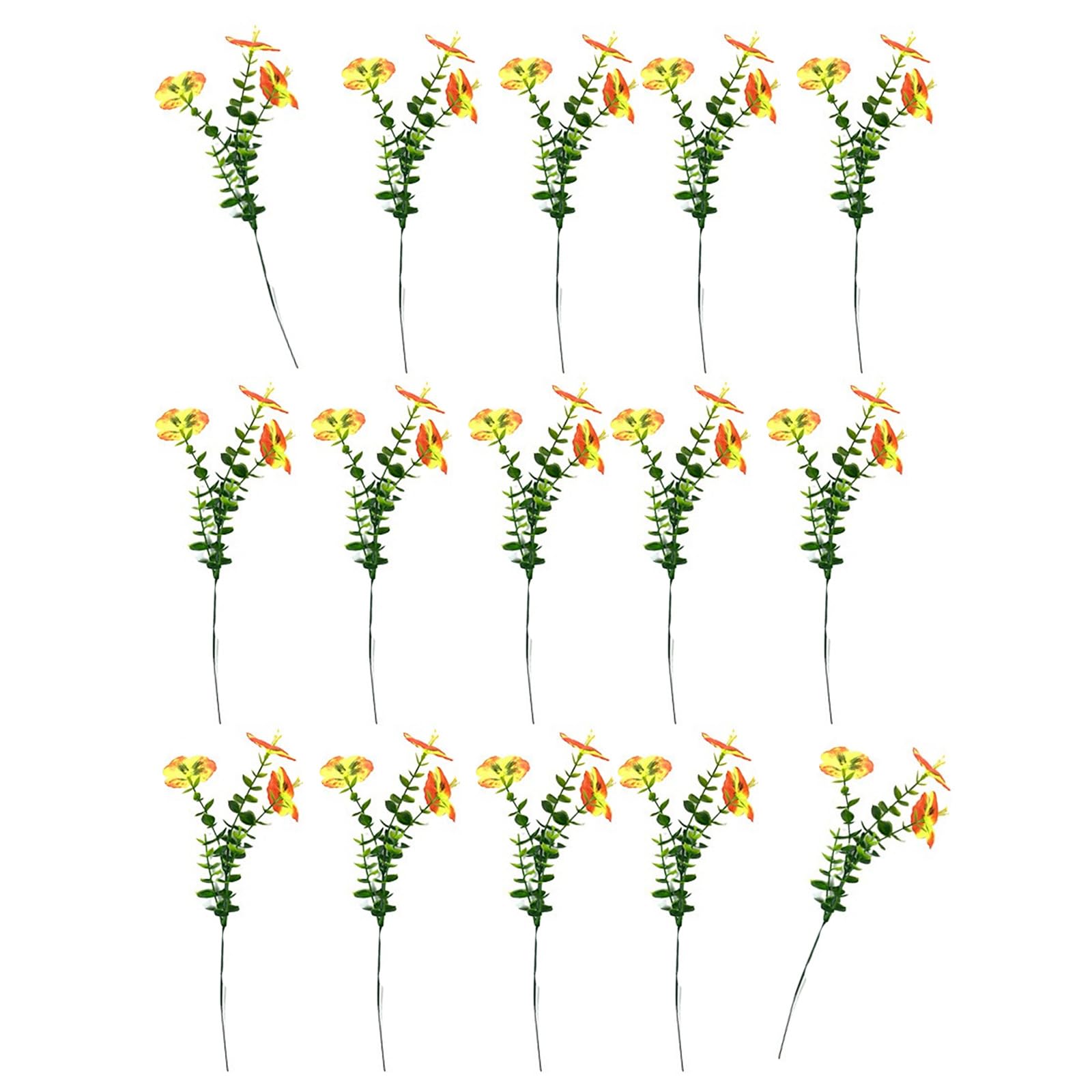 Kaeltsyn Of 15 Sturdy Faux Pansies Blooms with Eucalyptuses Foliages Restaurant Table Centerpieces for Balcony Landscaping Low Maintenance Realistic Stems