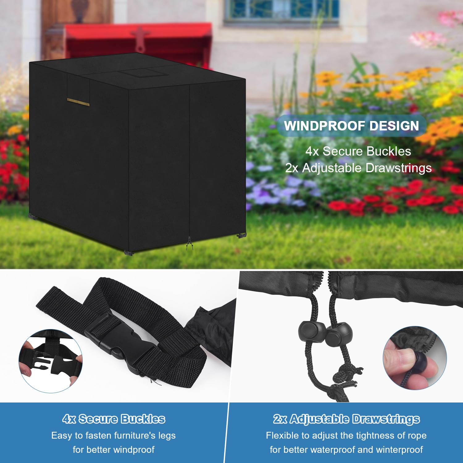 VANSHEIM IBC Tank Abdeckung Wassertank 600L IBC Container Abdeckplane | IBC Wassertank Abdeckung Wasserdicht Winddicht UV beständig Schutzhülle für IBC-Tank, Container Regenwassertank 120x80x100cm