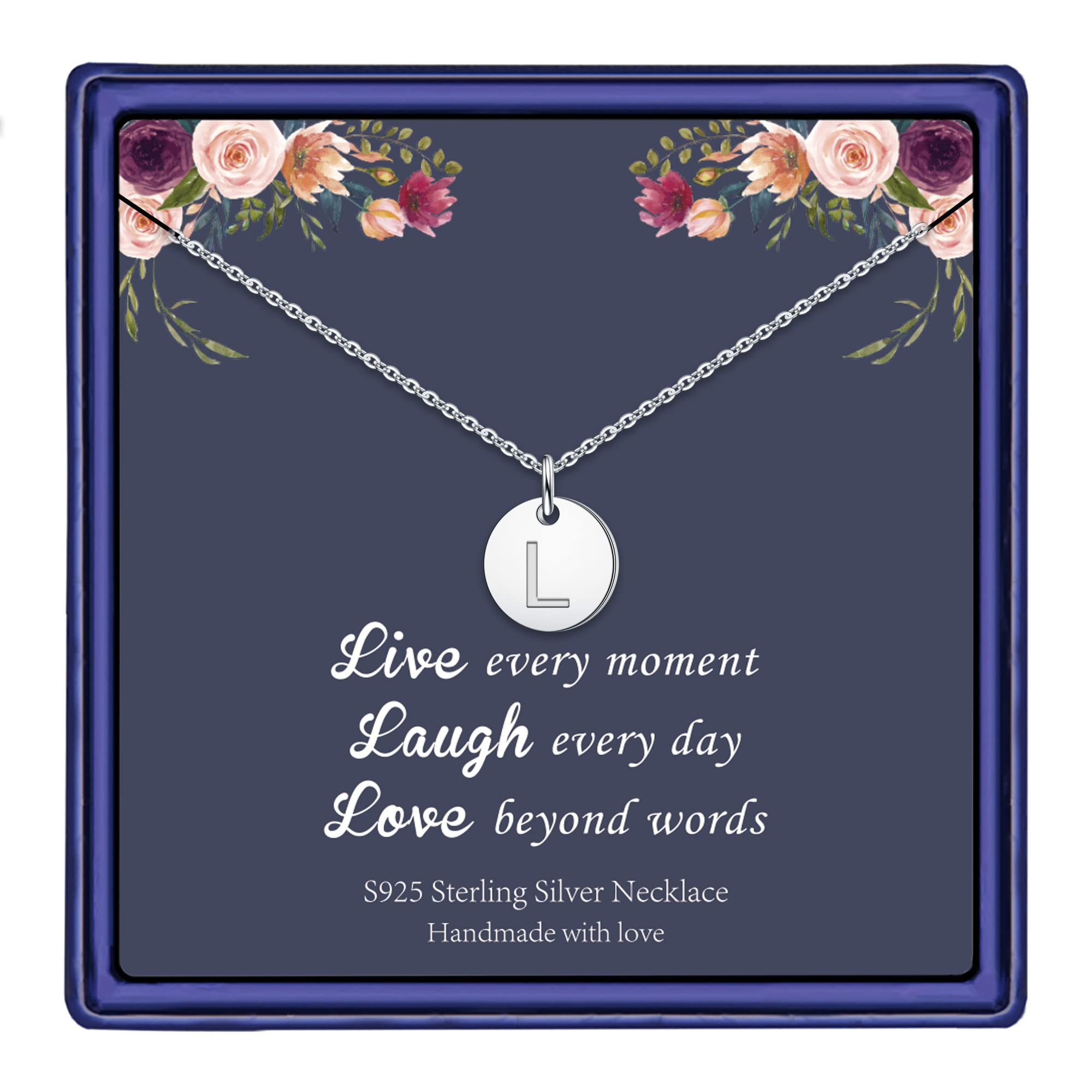 Hidepoo Valentines Gifts for Kids Teen Girls Women - 14K Gold Plated/Rose Gold Plated/S925 Sterling Silver Disc Initial Necklaces for Girls Jewelry