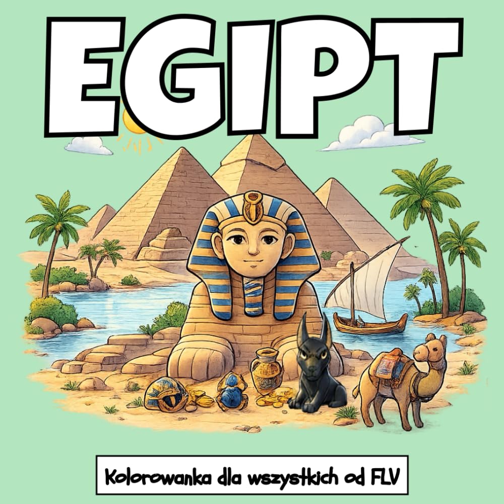 EGIPT: KOLOROWANKA dla wszystkie grupy wiekowe. terapeutyczna, relaksująca, redukująca stres i lęk — idealna do uważności, kreatywności i codziennego ... strony i wysokiej jakości ilustracje od FLV
