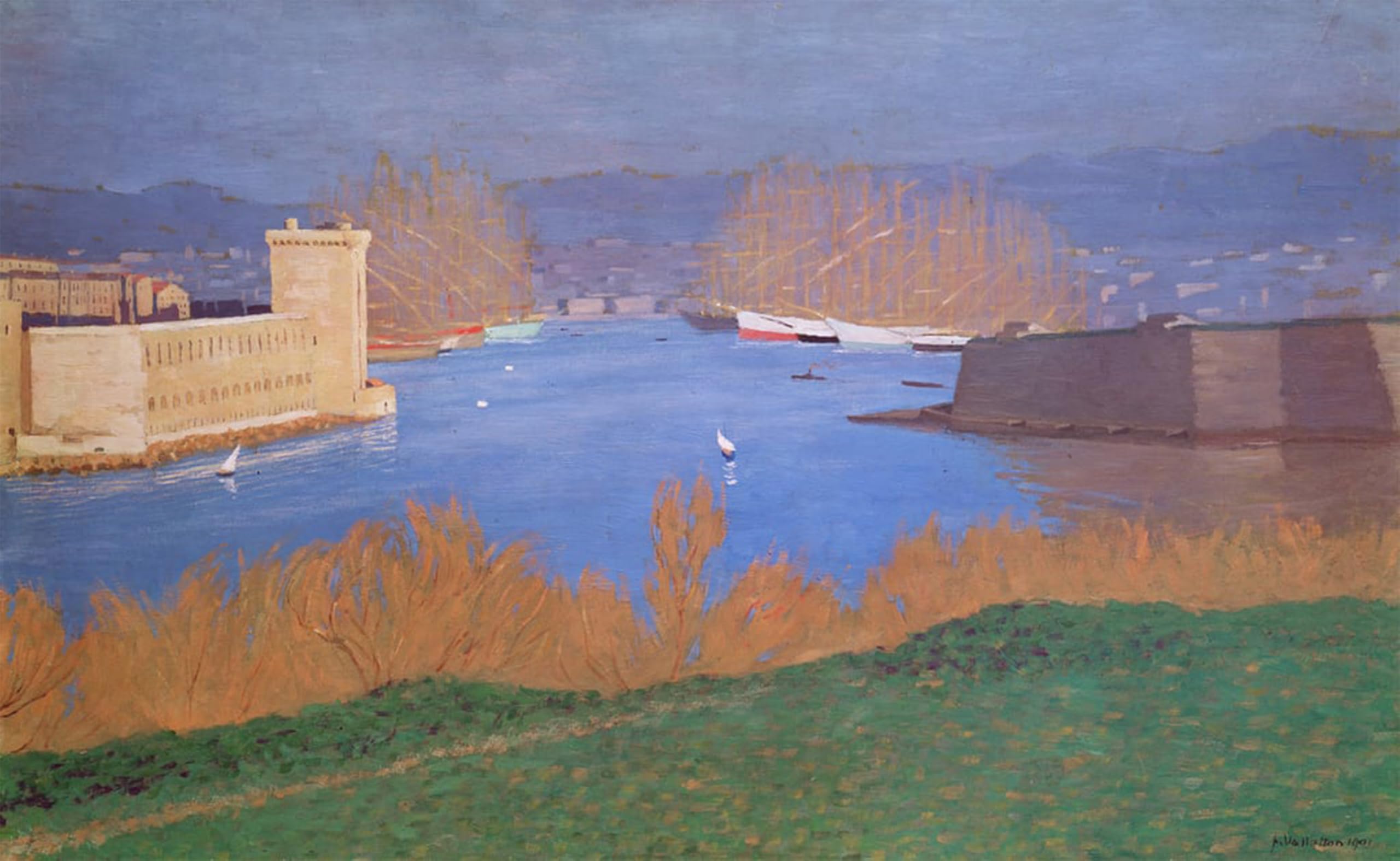 POSTERIIk Vintage Art Print Images Pictures Print The Port of Marseille by Felix Edouard Vallotton Modern Colour Posters for Office Home Decor 60x90cm
