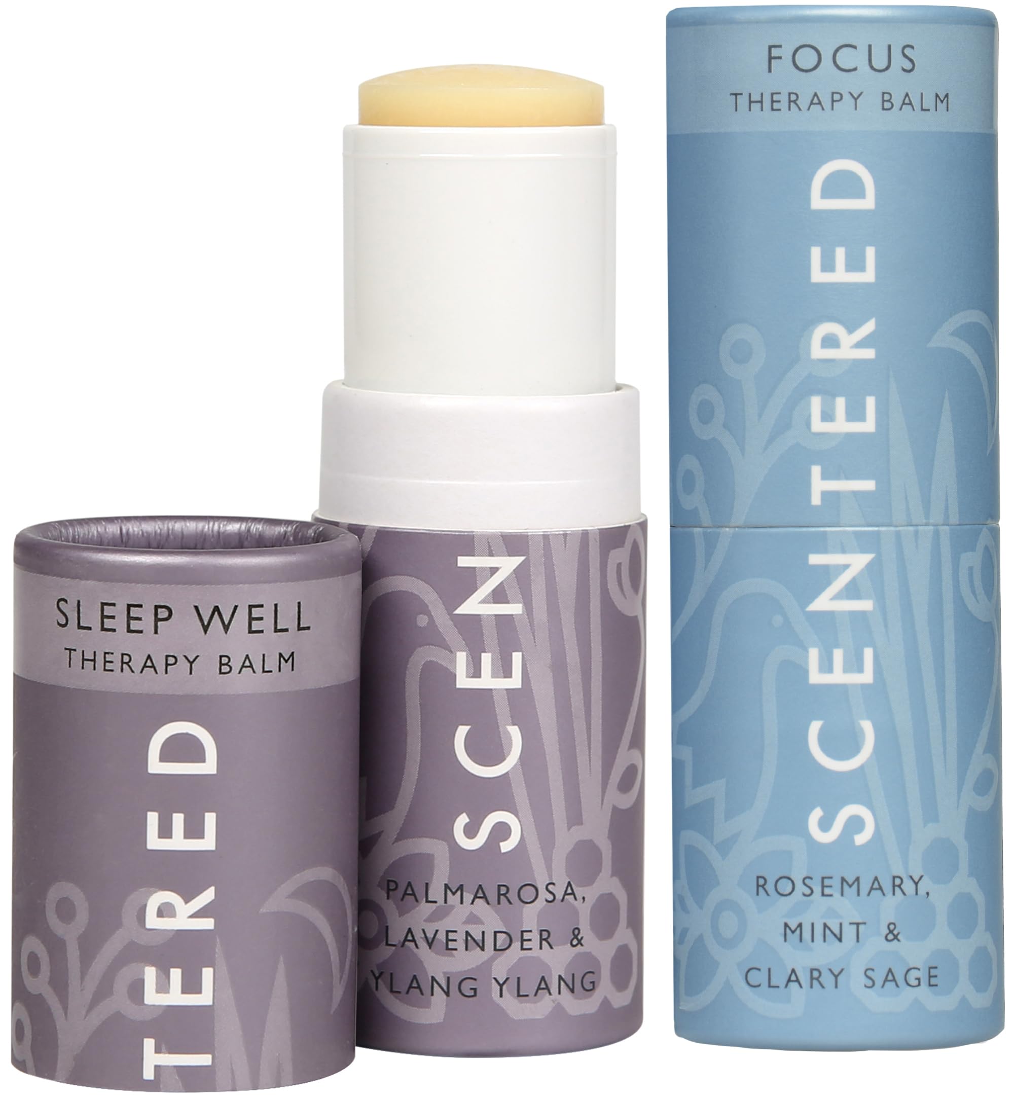 Scentered Aromatherapy Balm Stick Duo for Sleep & Focus - All Natural Sleep Balm with Lavender & Focus Aid with Rosemary - Essential Oil for Relaxation & Concentration - Aromatherapy Gifts for Women