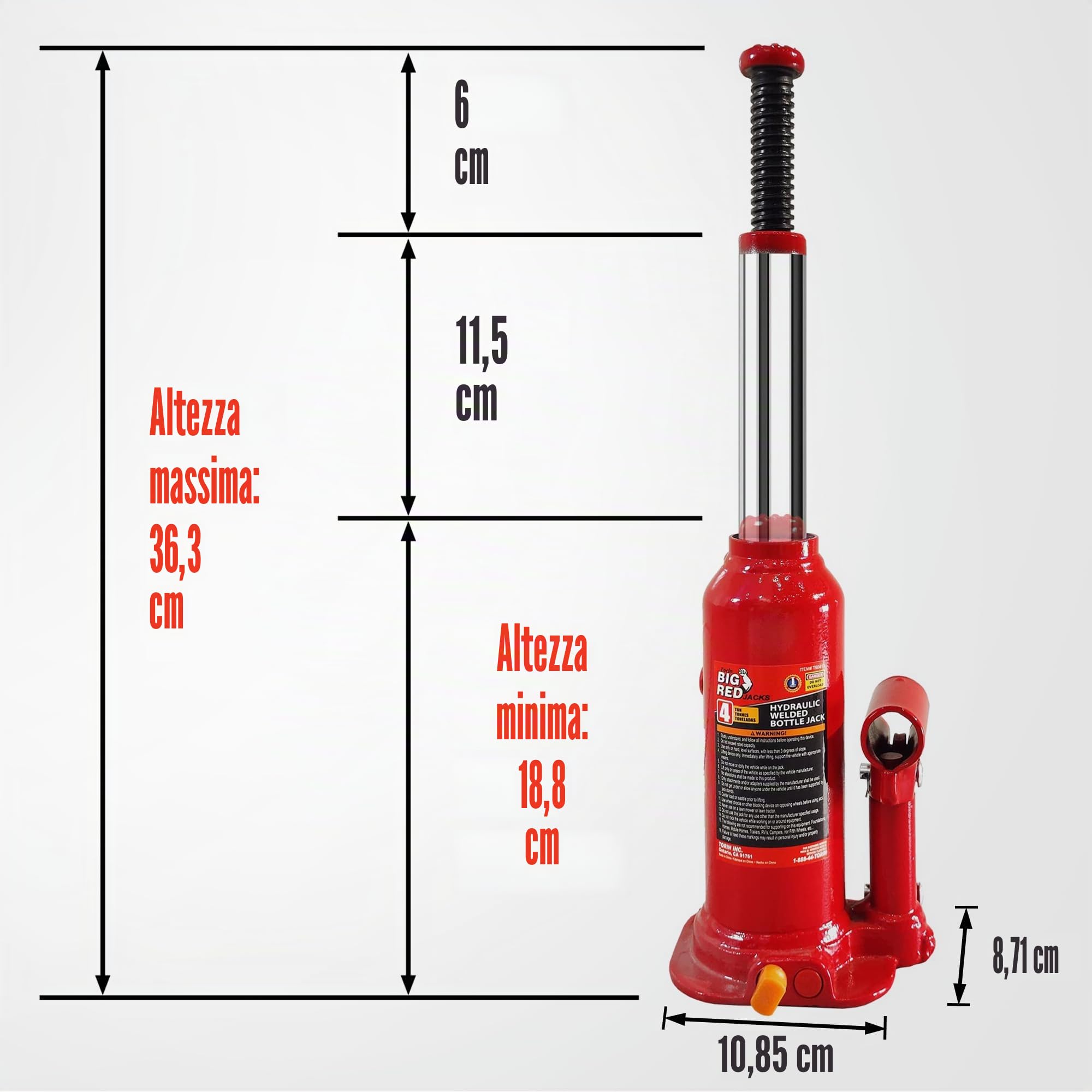 Torin T90413 - Cric a bottiglia con custodia, 4 tonnellate
