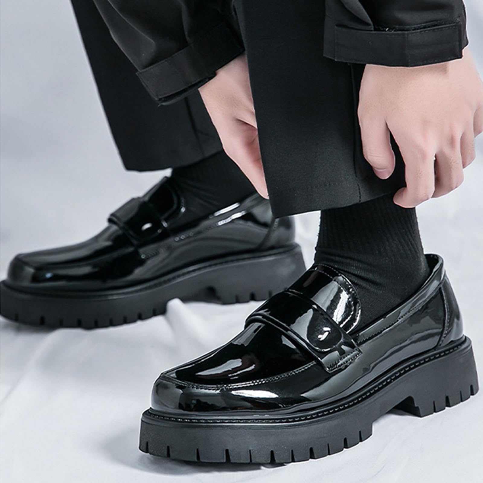 Scarpe Eleganti da Uomo Tacco Basso Scarpe Oxford Punta Arrotondata