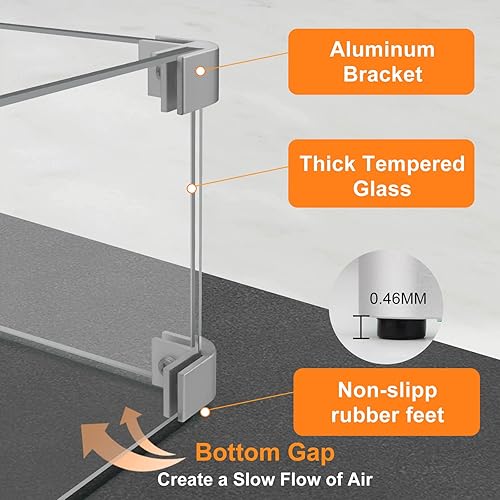Miniatura 7 de Grisun Vidrio de fuego con protector contra el viento de vidrio para hoguera, 31 x 12 x 6 pulgadas, vidrio templado rectangular grueso resistente al