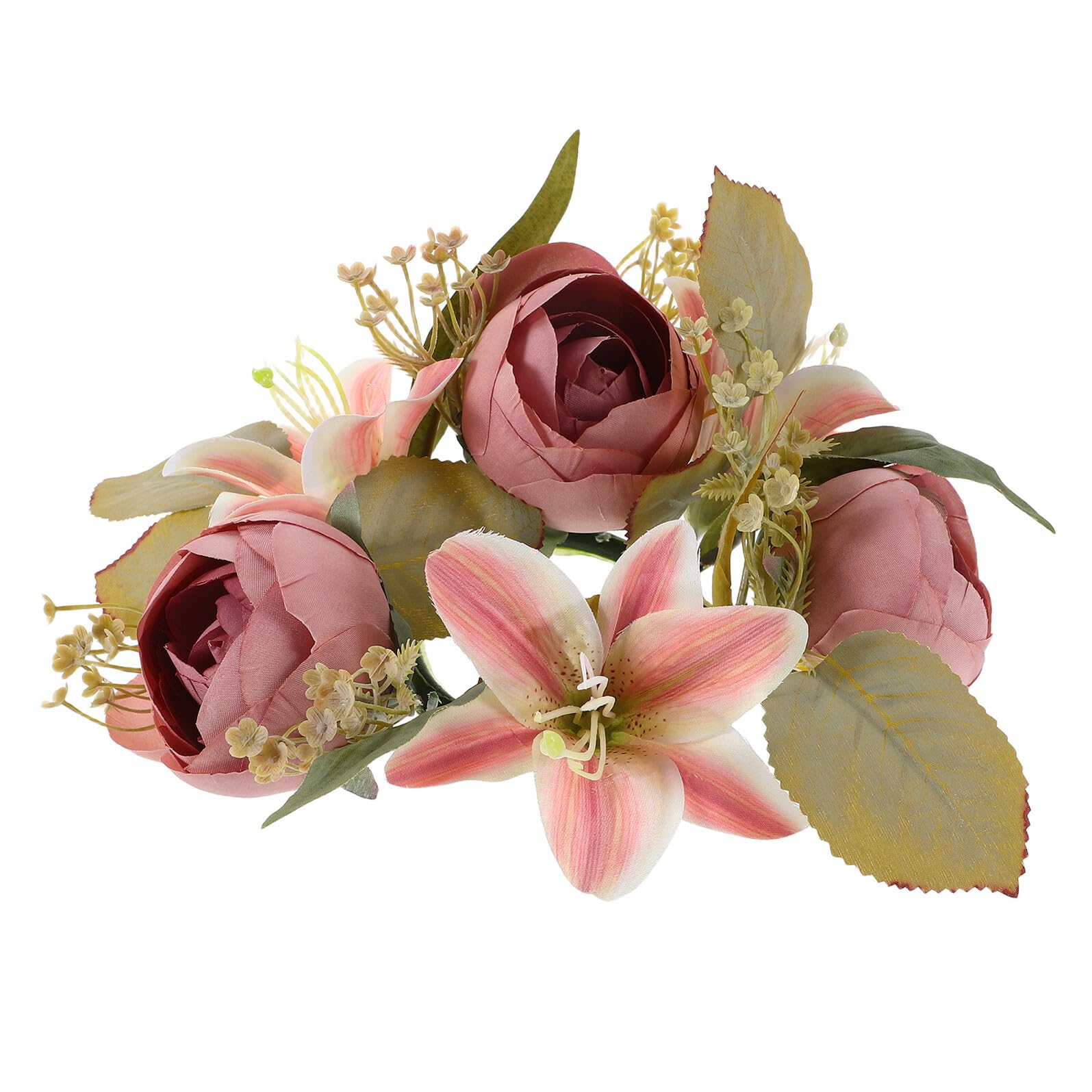 Couronne de fleurs bougie sans entretien : l'anneau floral roses et lys pour illuminer votre maison
