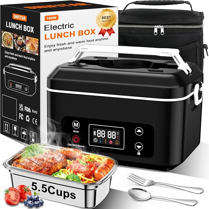 Heated Lunch Box,Electric Lunch Box,Pro 24000mah,Lunch Box Battery Powered, 1.3L Portable Food Heater Battery-3D-5,Side Heating-Intelligent Temperature Control,Suitable Trucks,Offices,Travel