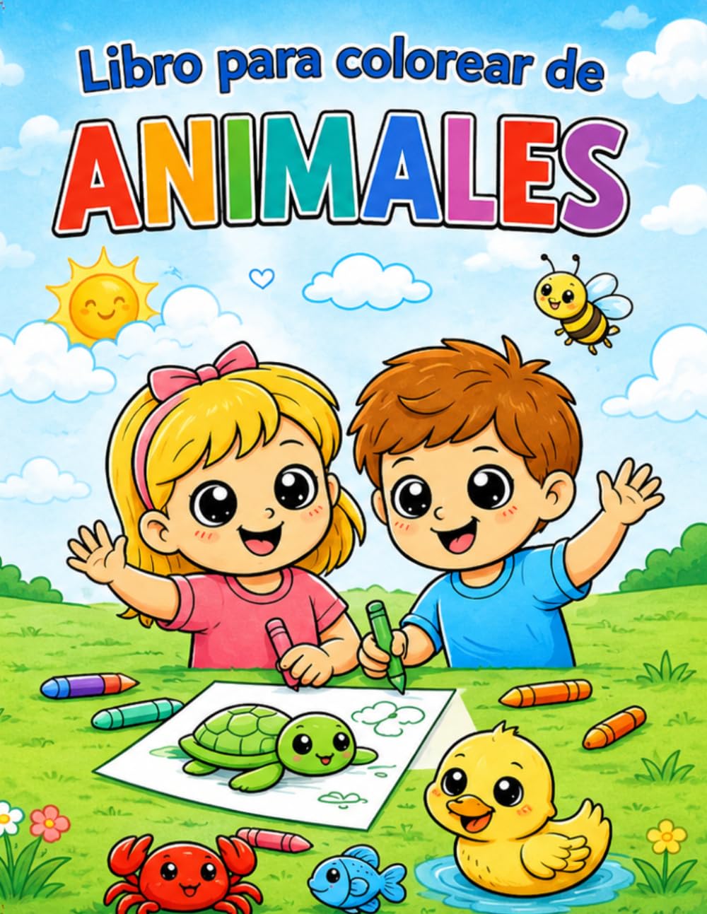 Libro para Colorear de Animales para Niños: 50 Dibujos Grandes, Fáciles y Divertidos para Aprender, Relajarse y Desarrollar la Creatividad