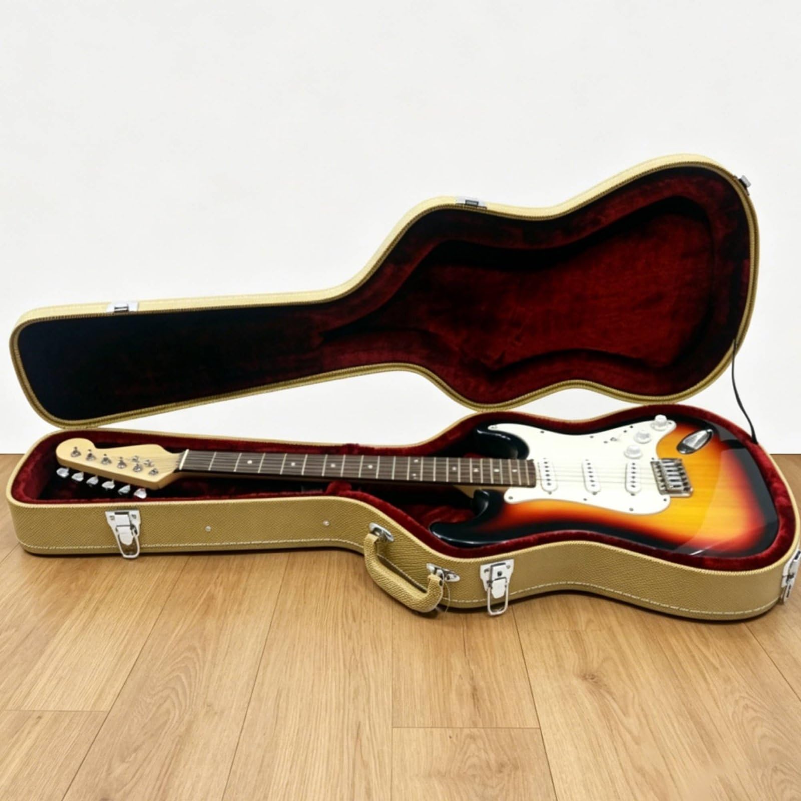 harayaa Estuche para Guitarra Eléctrica Rígido Maletín Funda Caja con Interior a Medida y Carcasa Robusta de Madera PU y Metal Amortigua Golpes y Facilita, Array, Marrón