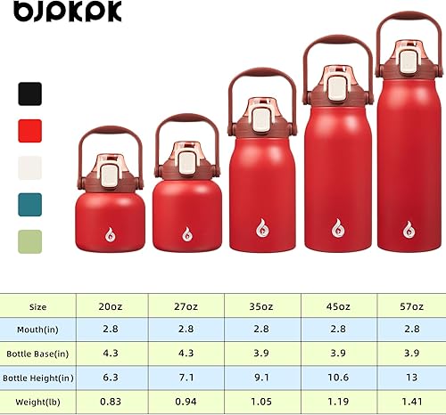 Miniatura 5 de BJPKPK - Botellas de agua con aislamiento y pajilla, deportiva, de 57 oz, tapa que se abre con una mano, fáciles de transportar, a prueba de fugas y
