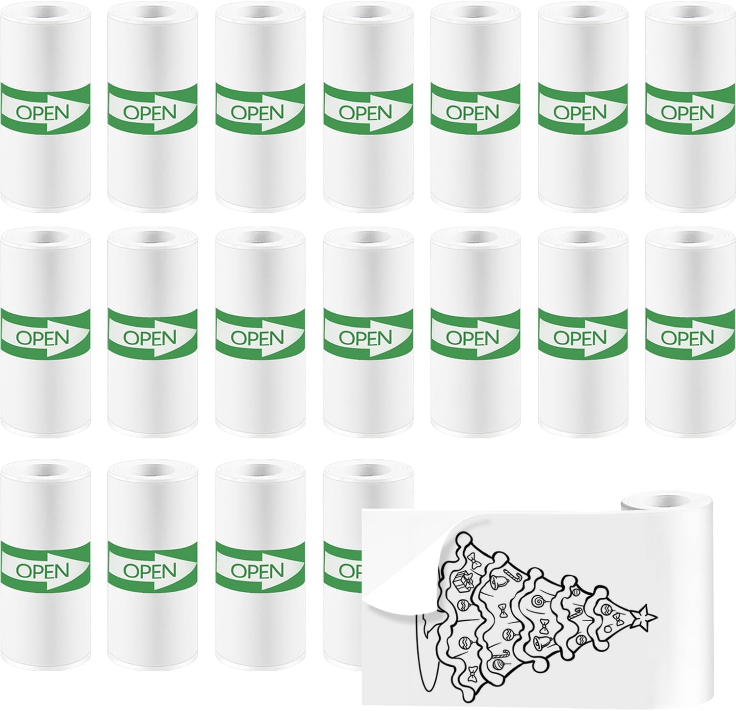 18 Rolls Mini Thermal Printer Sticker Paper, 57x25mm, High-Contrast Sticker Paper for Mini Pocket Printer, BPA-Free