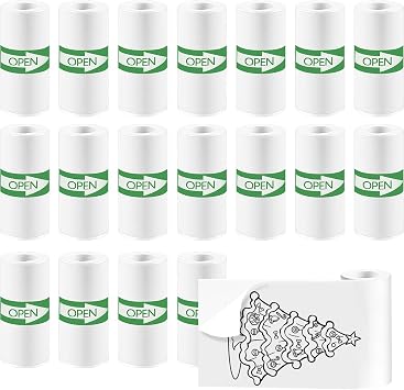18 Rolls Mini Thermal Printer Sticker Paper, High-Contrast Sticker Paper | Mini Pocket Printer Sticker Paper, 57x25mm , BPA-Free