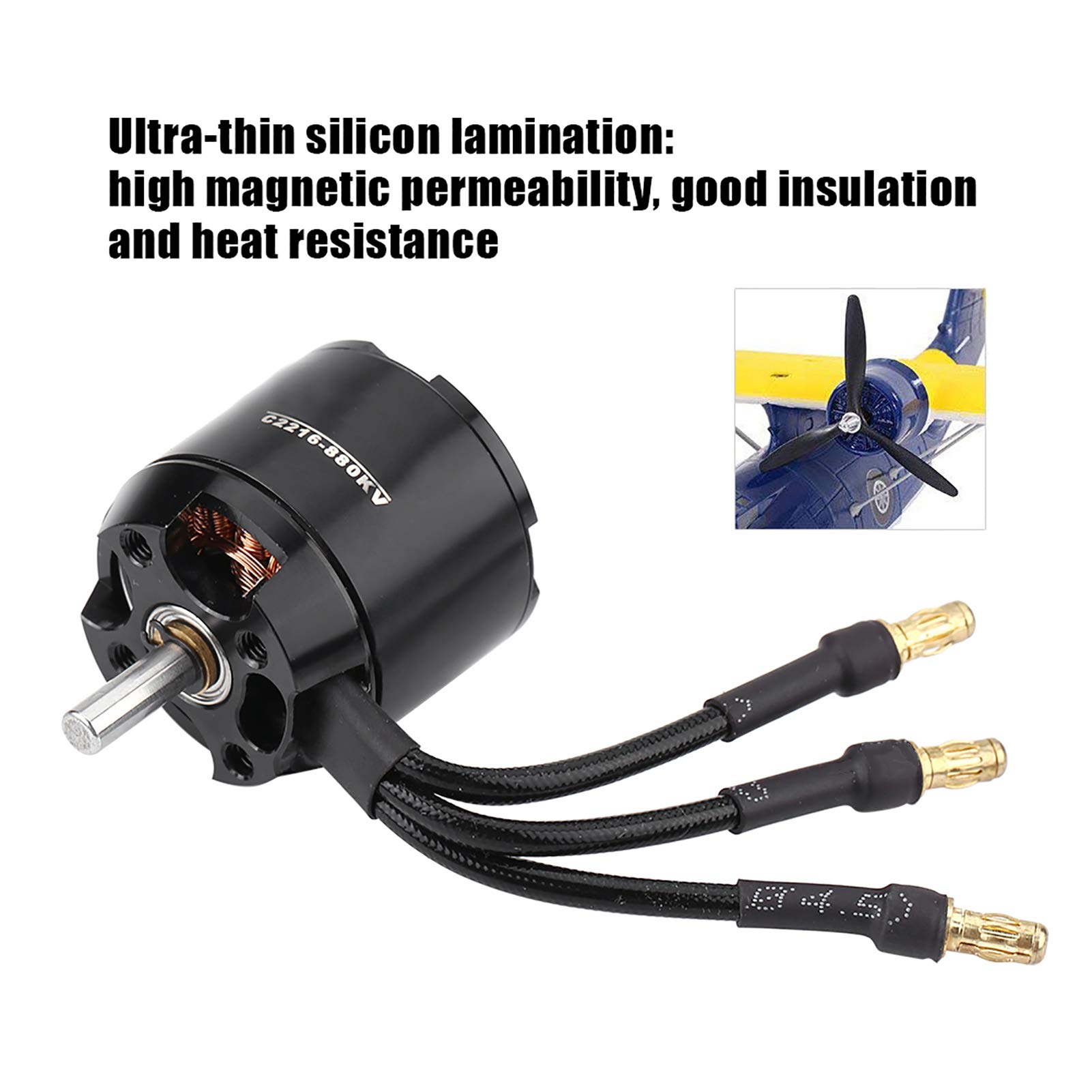 Motor de RC, Potente Motor 2216 880KV para Control Remoto, Diseño Compacto para Modelos RC, para Aviones, Drones y Coches RC