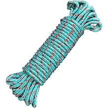 5/32" x 32 Ft Diamond Braided Rope, Nylon Rope, Multipurpose Clotheline Rope, Multi Purpose Tie Down Rope, Extra Strength-Sunlight and Weather Resistant 1-Pack, Color Random