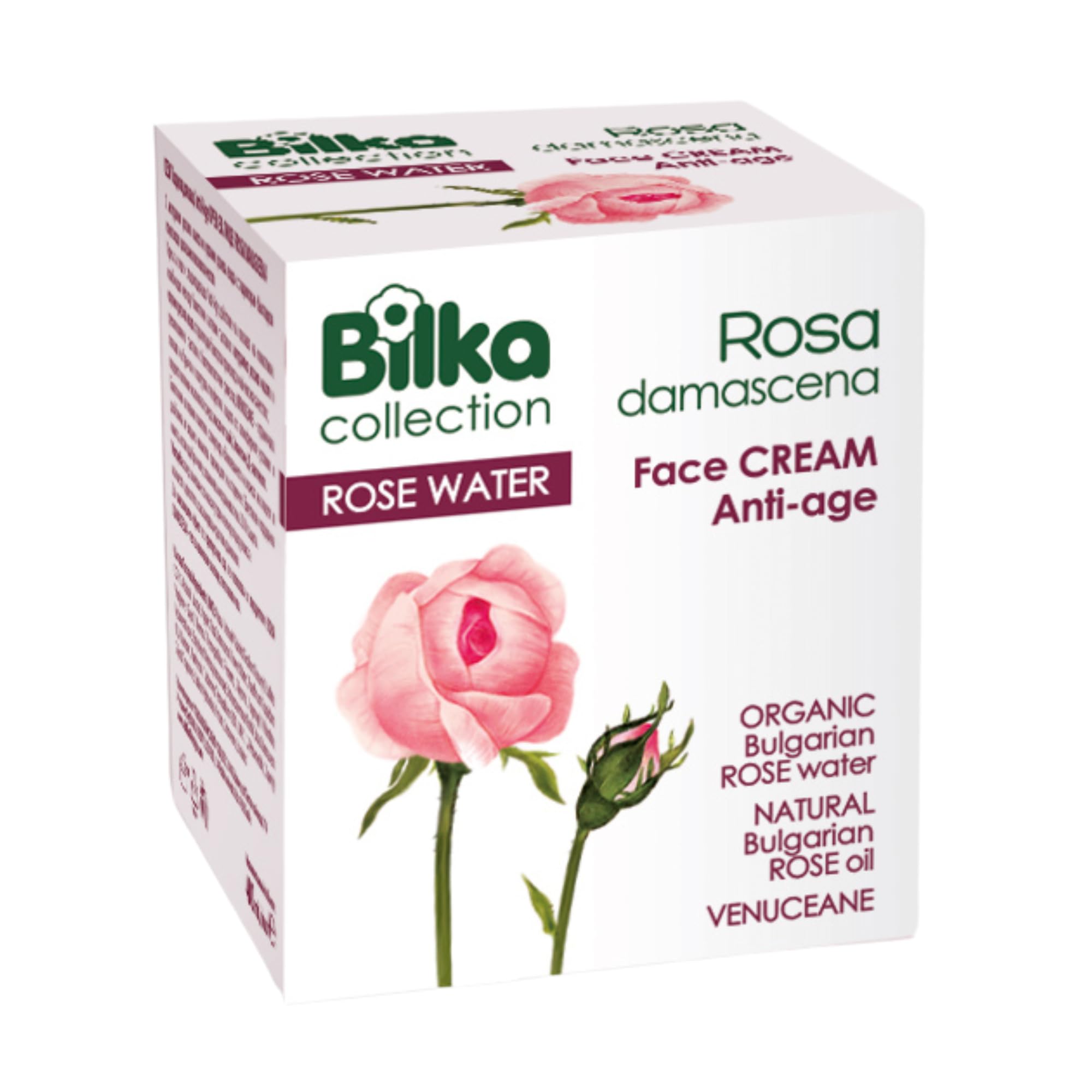 Anti-Ageing Face Cream Rosa Damascena - Anti-Wrinkle Moisturiser with Organic Rose Water, Natural Bulgarian Rose Oil, Venuceane, Shea Butter and D-panthenol, 40 ml