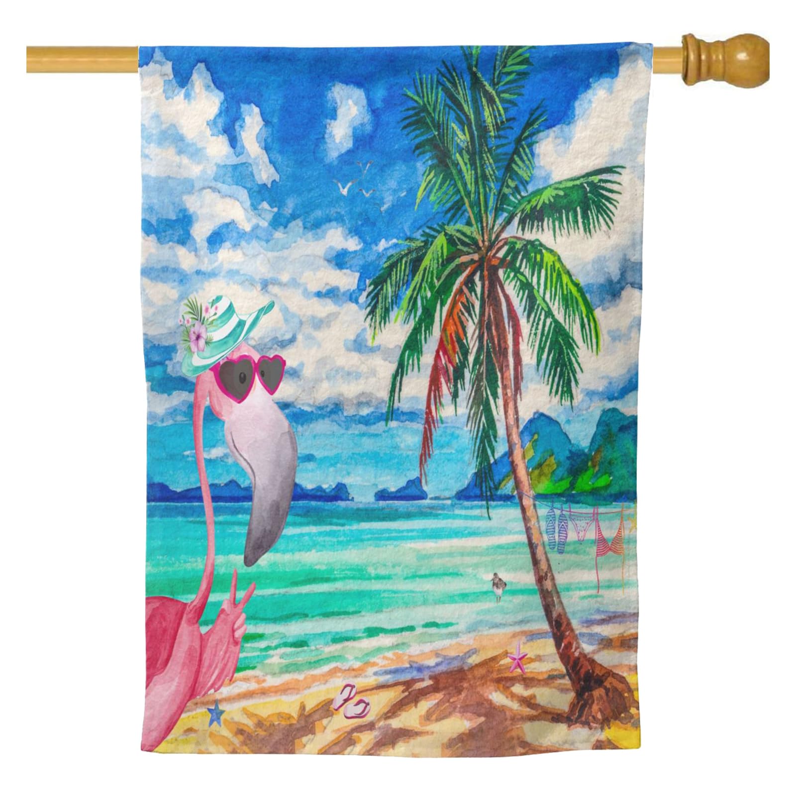 Flamingo Graden Flag 28x40 Inch Outdoor Outside With Grommets Spring Summer Palm Trees Flags Indoor House Yard Garden Decorations Holiday Banner Sign