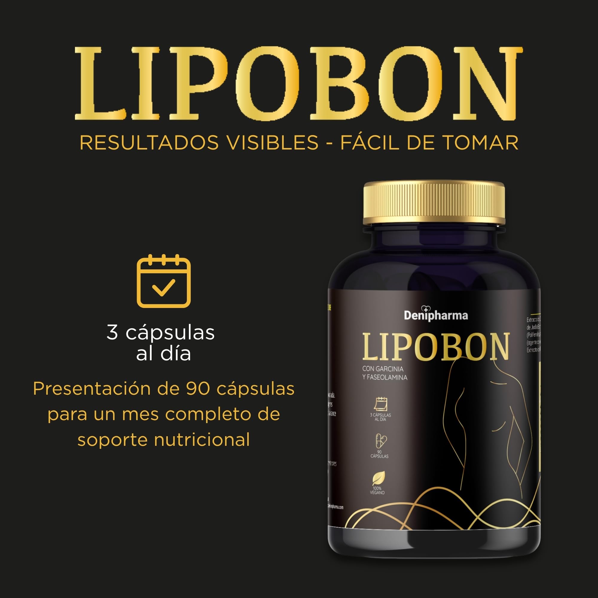 LIPOBON - Garcinia Cambogia, Té Verde y Phaseolus Vulgaris – Apoyo Metabólico -Perdida de peso - Bienestar Corporal - Contribuye a un metabolismo activo - Hombres y Mujeres