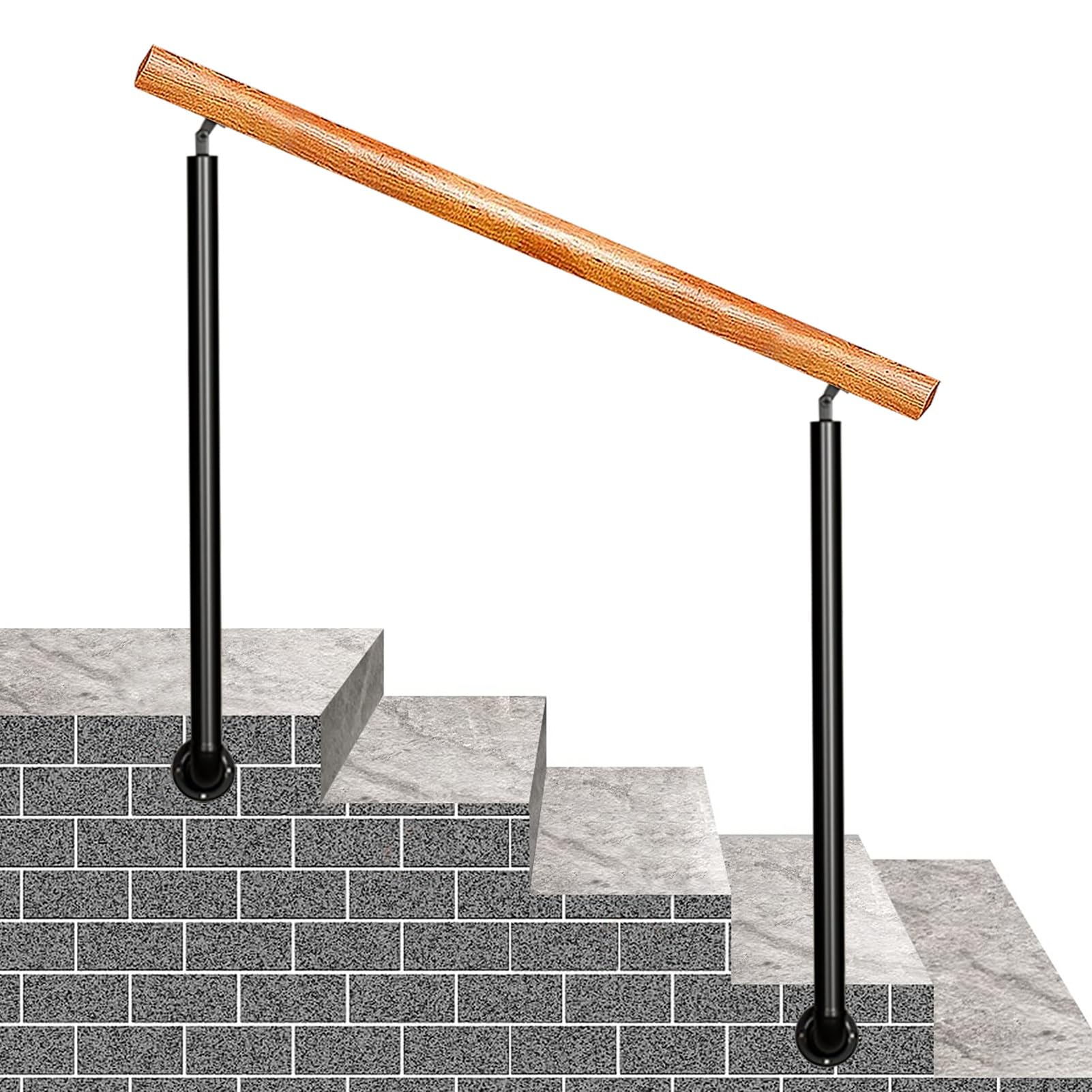 Rampe d'escalier réglable de montage latéral pour marches extérieures