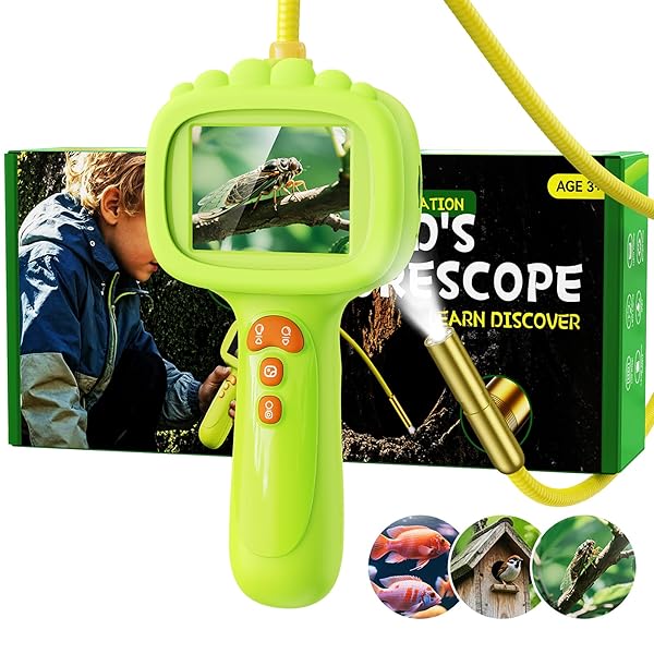 Borescope Snake Camera with Light for Kids, Outdoor Educational STEM Toys, Science Gifts for 5 Year Old Boy, Camping Nature Activities, Best Birthday Gift for Boys, Girls Ages 4,5,6,7,8,9,10(Green)