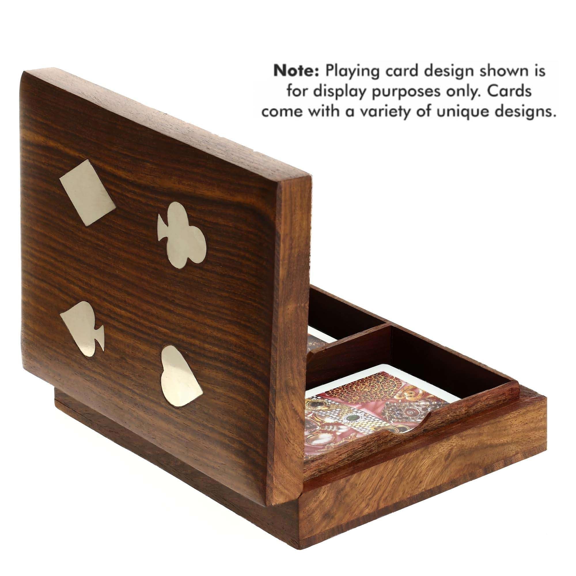 Coffret Art Déco Pour Cartes à Jouer. Bois Et Métal Chrom